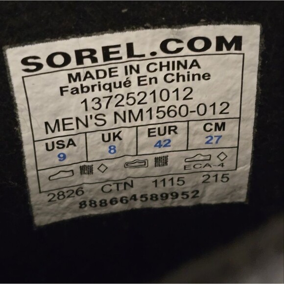 SOREL Boots Mens Size 9 1964 Premium Waterproof Boots Black Red NM1560-012 - Picture 8 of 8